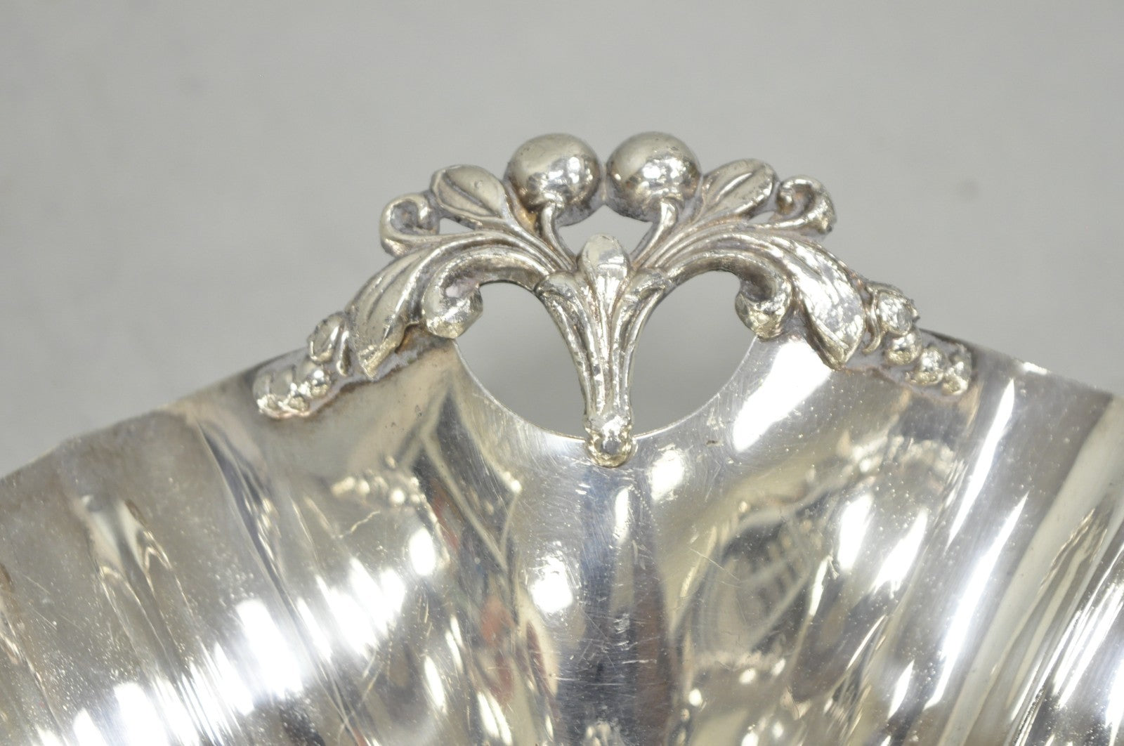 Vintage Victorian Silver Plated Scalloped Candy Dish Fruit Bowl Berry Design