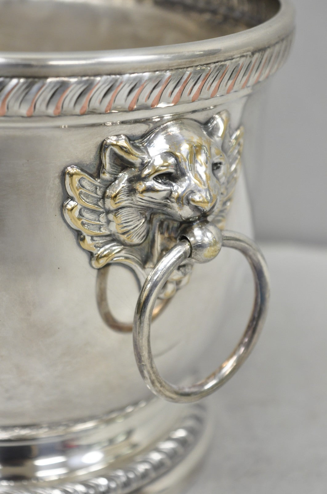 Poole English Regency Silver Plated Lion Head Champagne Chiller Ice Bucket