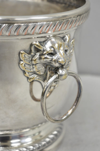 Poole English Regency Silver Plated Lion Head Champagne Chiller Ice Bucket