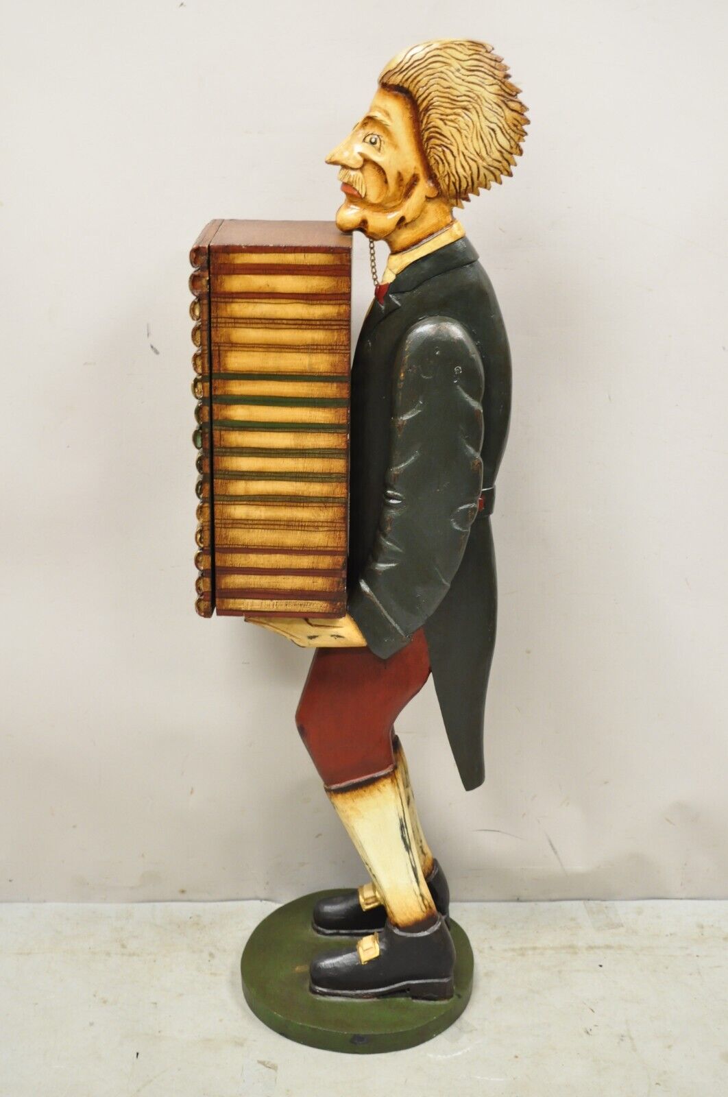 52" Tall Figural Librarian Man Holding Stack of Books Statue Storage Cabinet