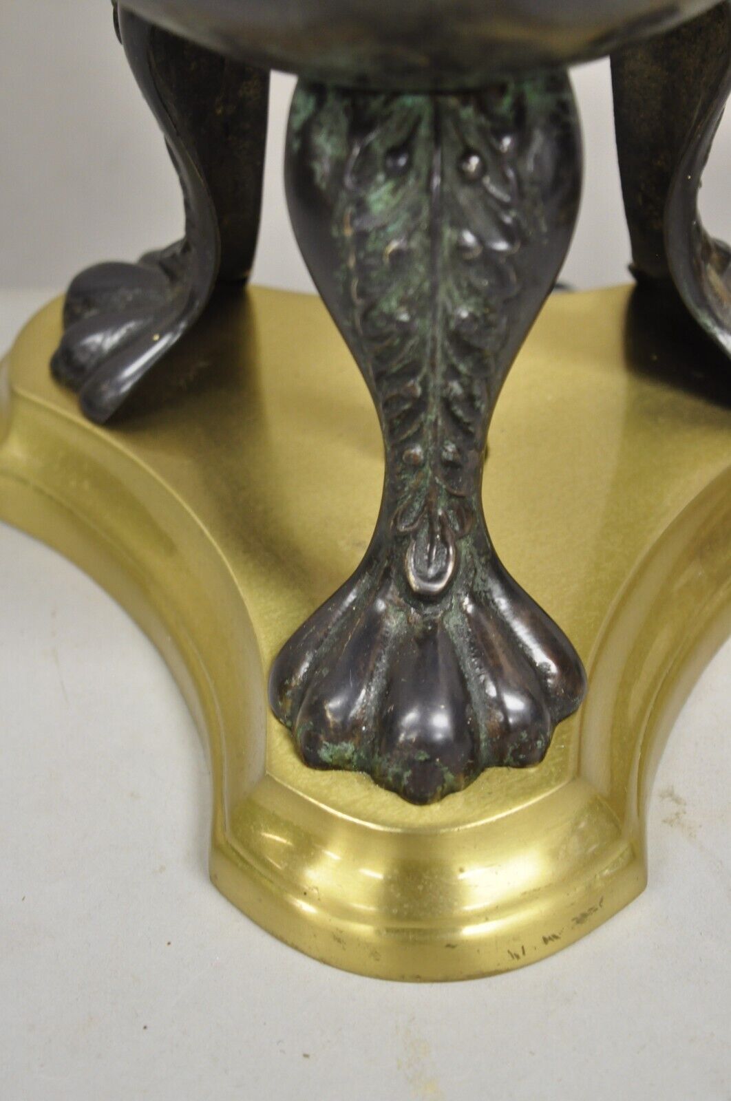Chinoiserie Asian Verdigris Green Bronze Censor Table Lamp by Wildwood - a Pair