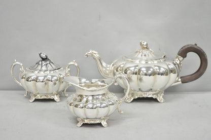 Antique 1881 Rogers 7377 Art Nouveau Silver Plated Tea Service Set - 3 Pcs