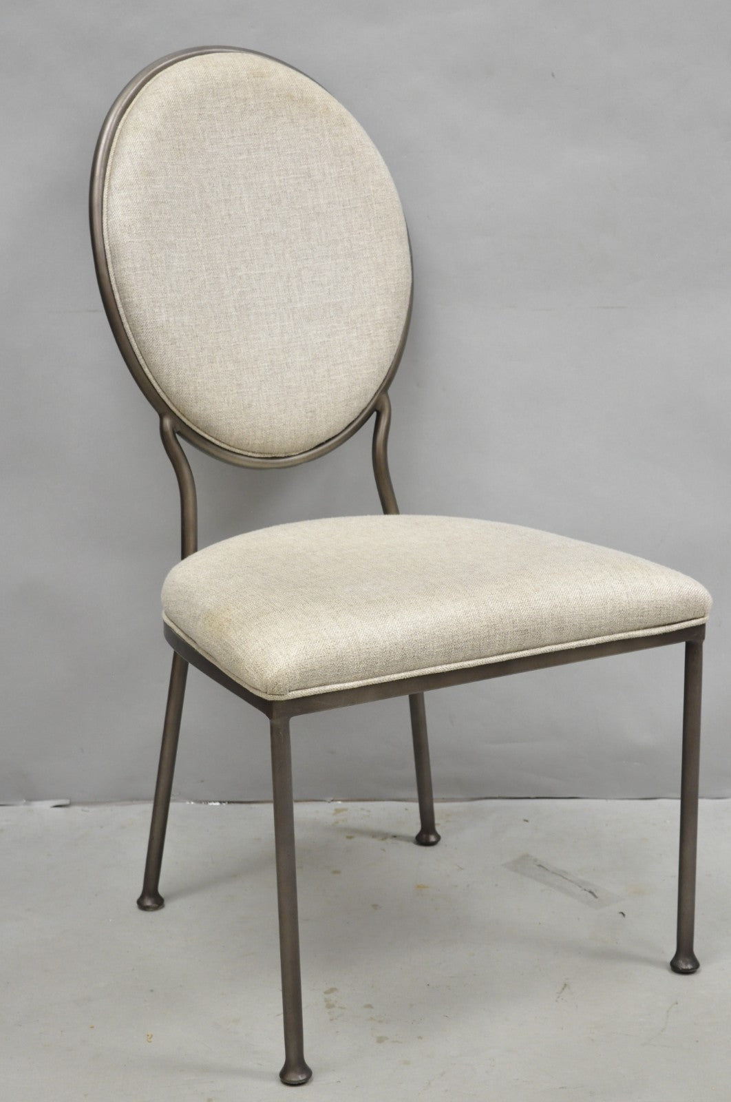 Contemporary Modern Metal Frame Oval Back Upholstered Dining Side Chair Set of 4