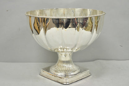 Regency Style Silver Plated Scalloped Pedestal Punch Bowl Champagne Ice Bucket