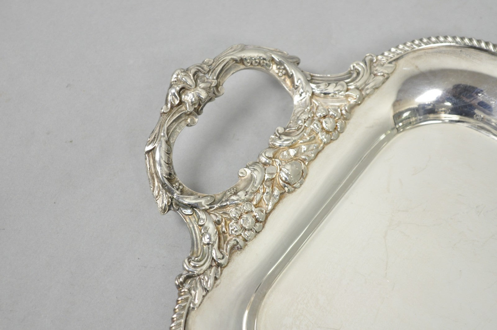 Vintage Barker Ellis English Regency Narrow Silver Plated Serving Dish Bar Tray