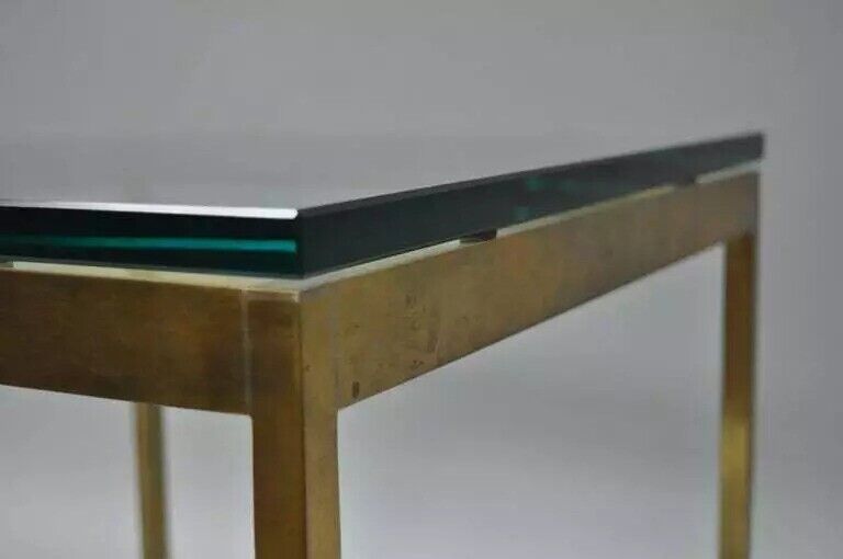 Mid Century Modern Burnished Brass Bronze Square Side Table by Scope Furniture