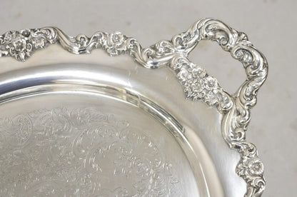 Vintage Poole 400 Lancaster Rose Large Silver Plated Serving Platter Bar Tray