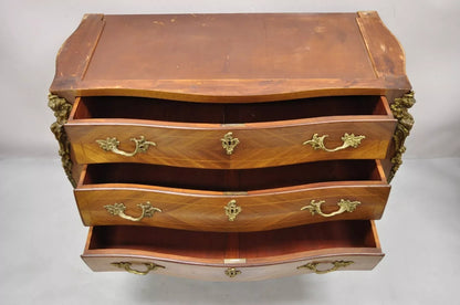 Vintage French Louis XV Style Bombe Commode Dresser Chest of Drawers w/ Cherubs
