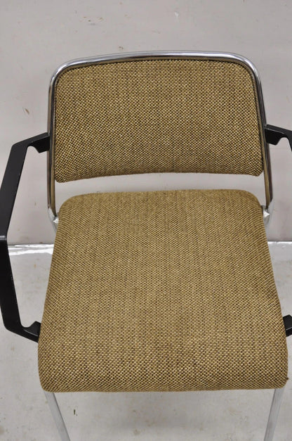 Vintage Sculpted Chrome Frame Post Mid Century Modern Office Arm Chair
