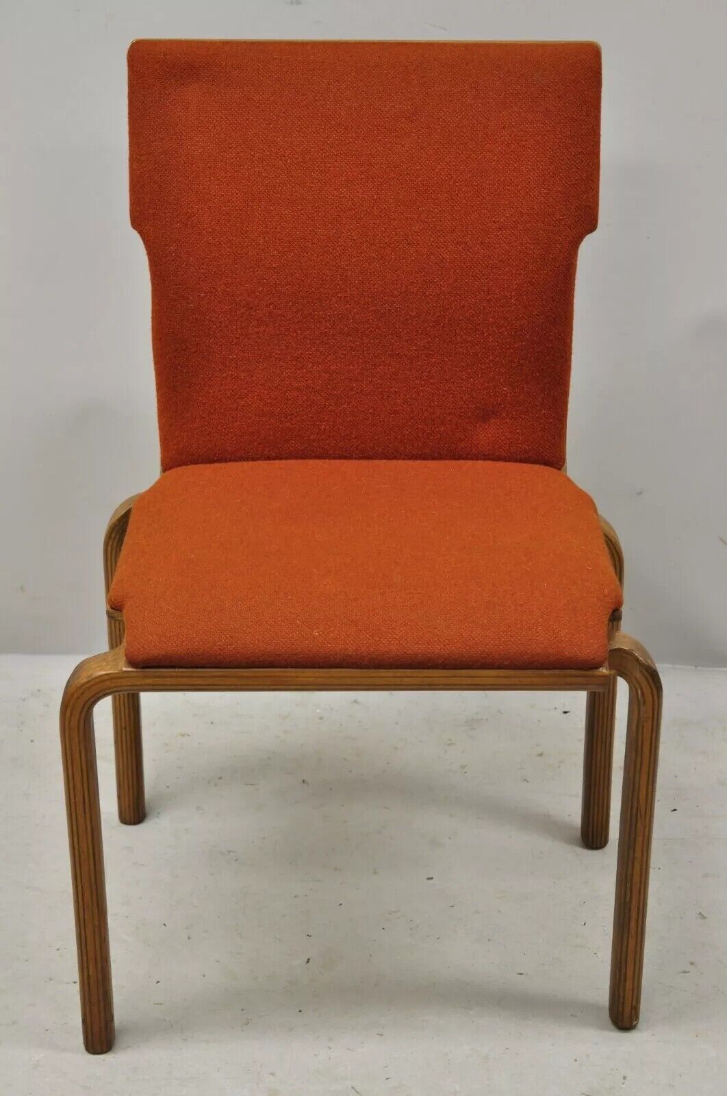 Mid Century Modern Sanders Bentwood Orange Stacking Dining Side Chair
