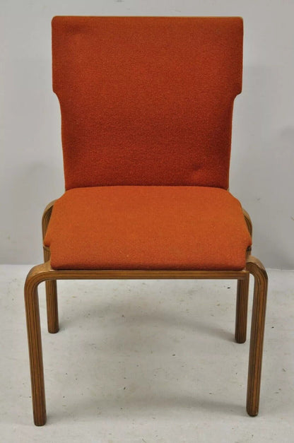 Mid Century Modern Sanders Bentwood Orange Stacking Dining Side Chair
