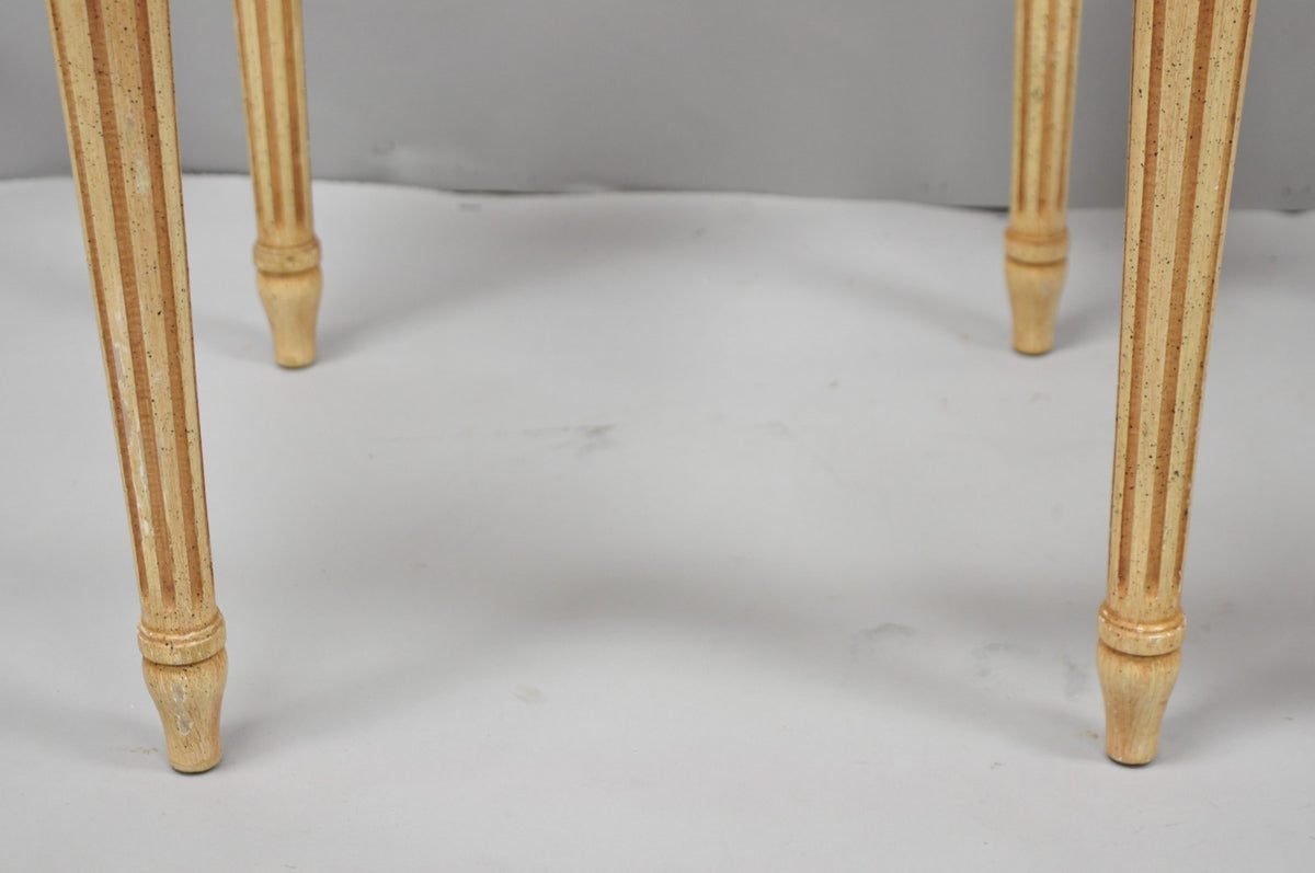Vintage French Louis XVI Style Pink Marble Top Low Drinks Side Tables - a Pair