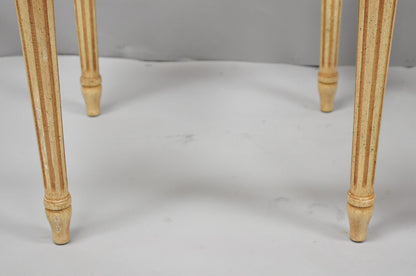 Vintage French Louis XVI Style Pink Marble Top Low Drinks Side Tables - a Pair