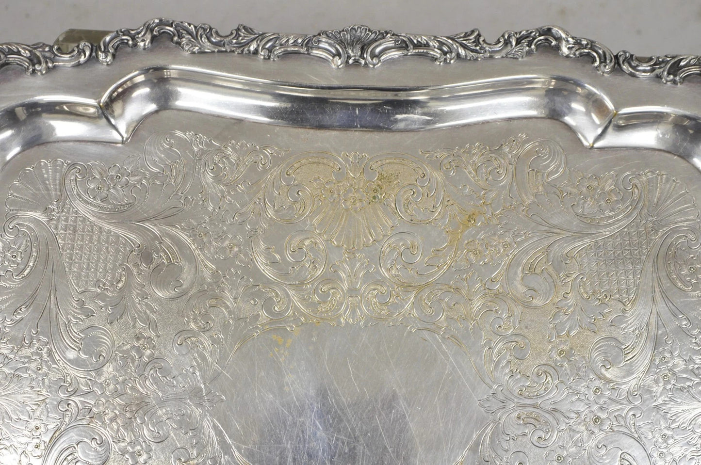 Vintage Community Ascot Sheffield Large Victorian Silver Plated Platter Bar Tray