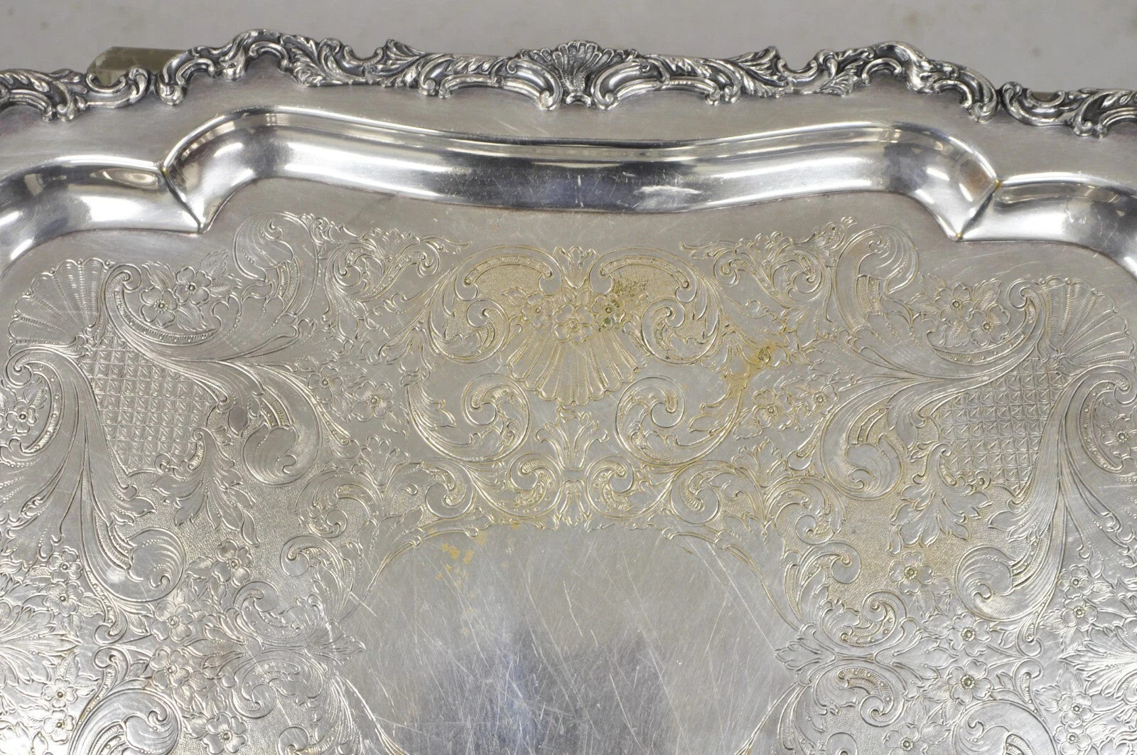 Vintage Community Ascot Sheffield Large Victorian Silver Plated Platter Bar Tray