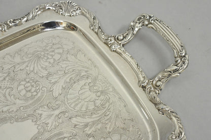 Vintage WM A Rogers Victorian Silver Plated Twin Handle Serving Platter Bar Tray