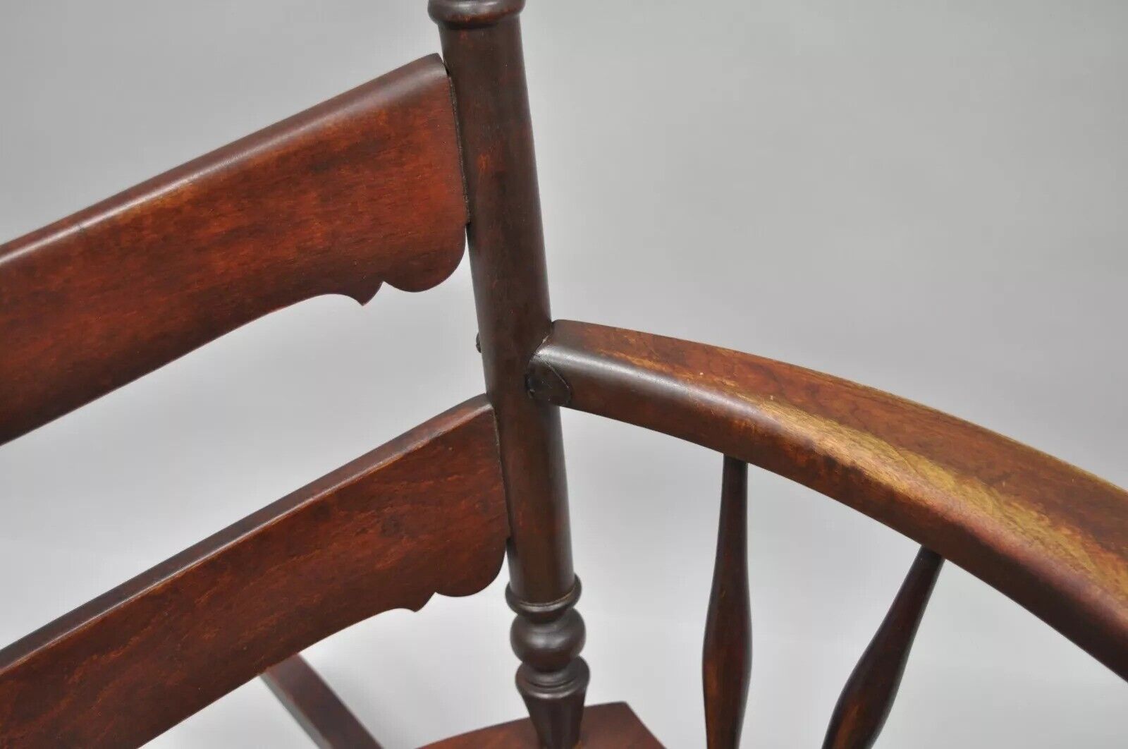 Antique Victorian Carved Mahogany Figural Eagle Cane Seat Rocker Rocking Chair