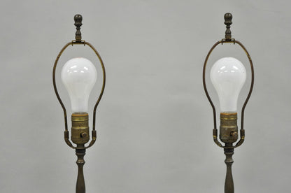Antique Italian Neoclassical Greco Roman White Porcelain Urn Table Lamps - Pair