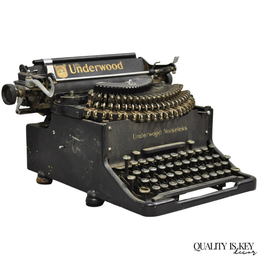 Antique 1930s Underwood Noiseless Standard Mechanical Typewriter Office Decor