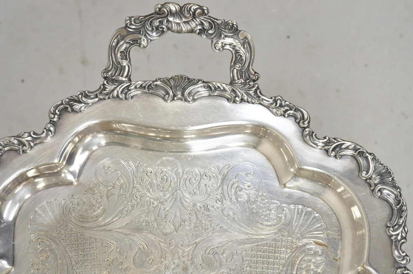 Vintage Community Ascot Sheffield Large Victorian Silver Plated Platter Bar Tray