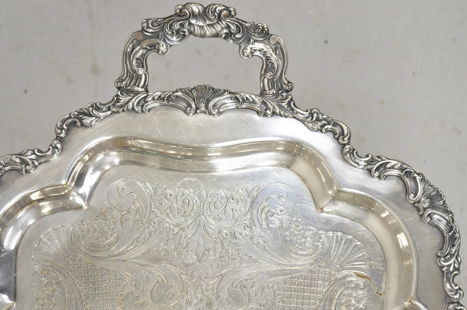 Vintage Community Ascot Sheffield Large Victorian Silver Plated Platter Bar Tray