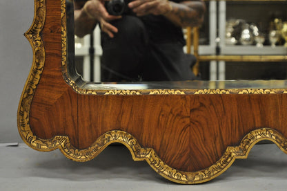 Antique George II Style Walnut Beveled Glass Wall Mirror w/ Plume Pediment