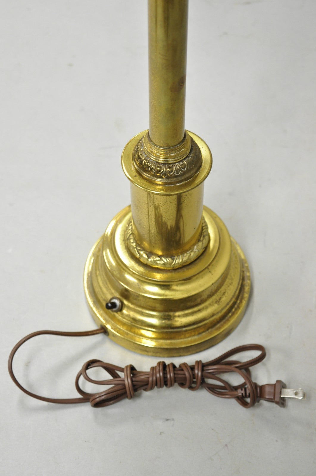 Vintage French Empire Brass Metal Bouillotte Desk Table Lamp w/ Spartan Helmet