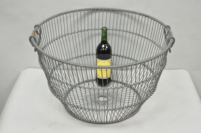 Vintage Industrial Modern Large 24" Metal Wire Oyster Clam Throw Blanket Basket