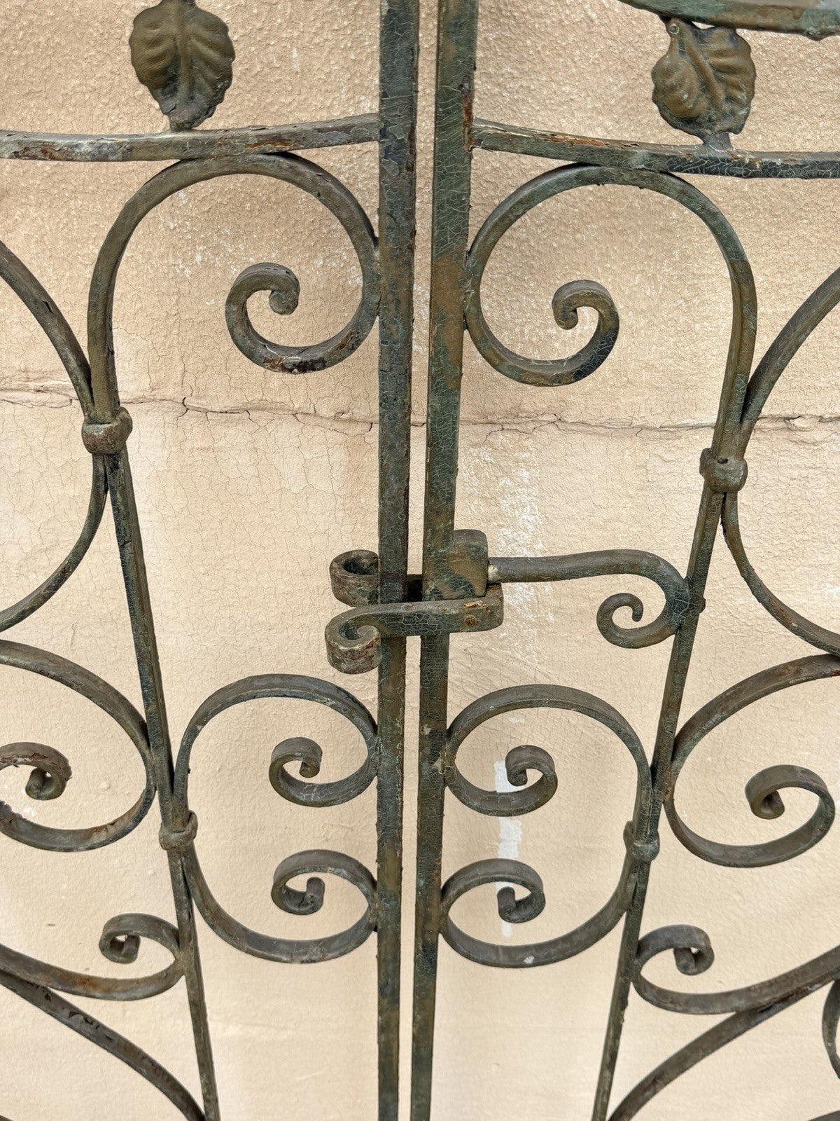 Antique Spanish Renaissance Scrolling Wrought Iron 57 x 45 Garden Entry Gate Set