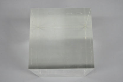 Donna Karan "Chaos" Heavy Acrylic Lucite Cube Perfume Retail Pedestal Display