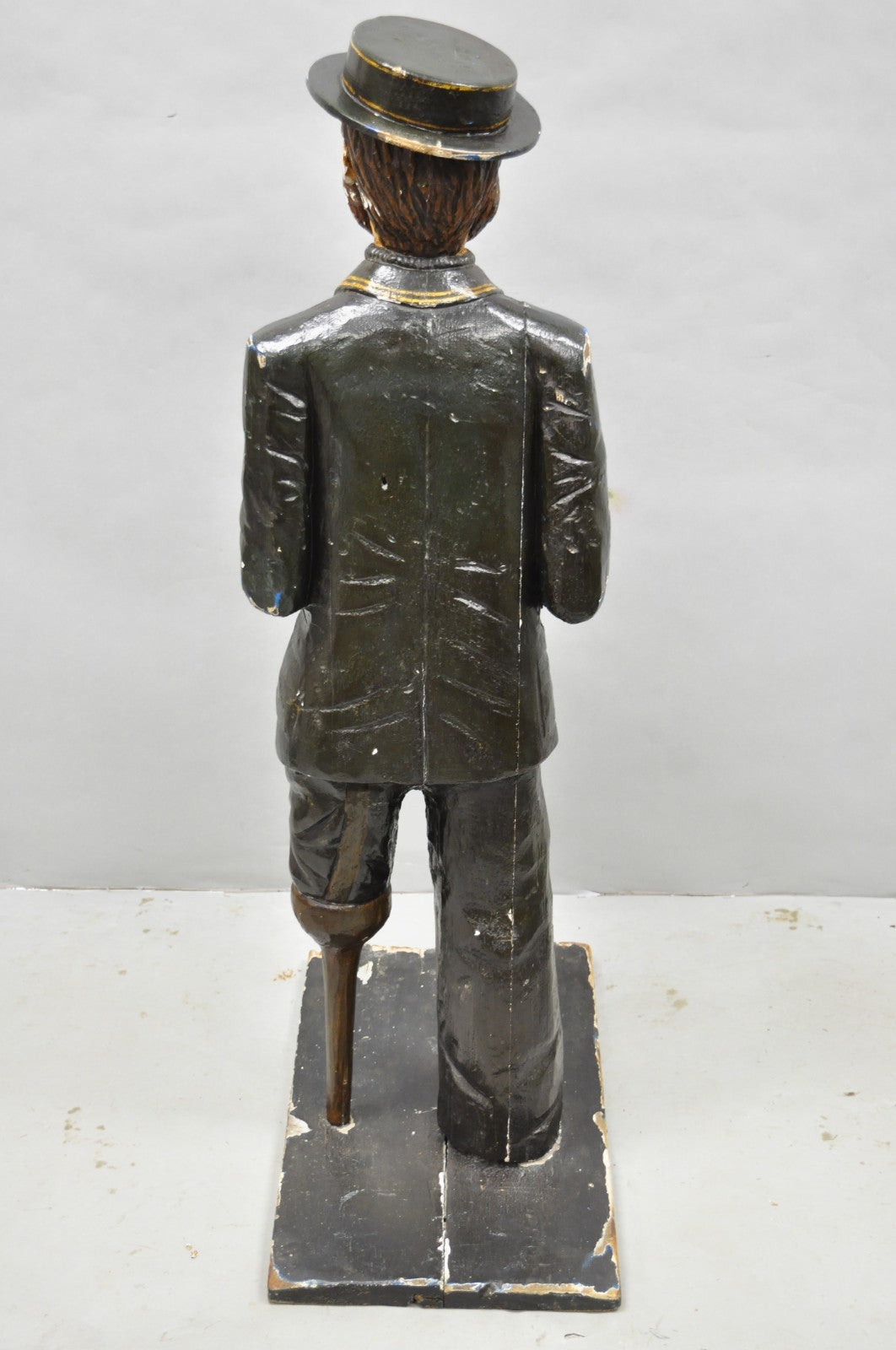 54" Tall Maritime Nautical Wood Peg Leg Seaman Bank Figure "Please Give a Penny"