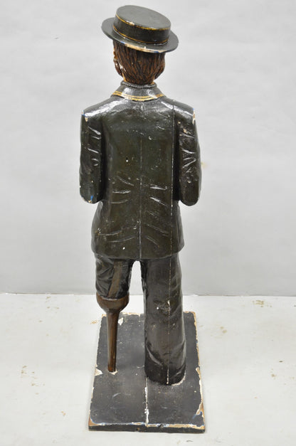 54" Tall Maritime Nautical Wood Peg Leg Seaman Bank Figure "Please Give a Penny"