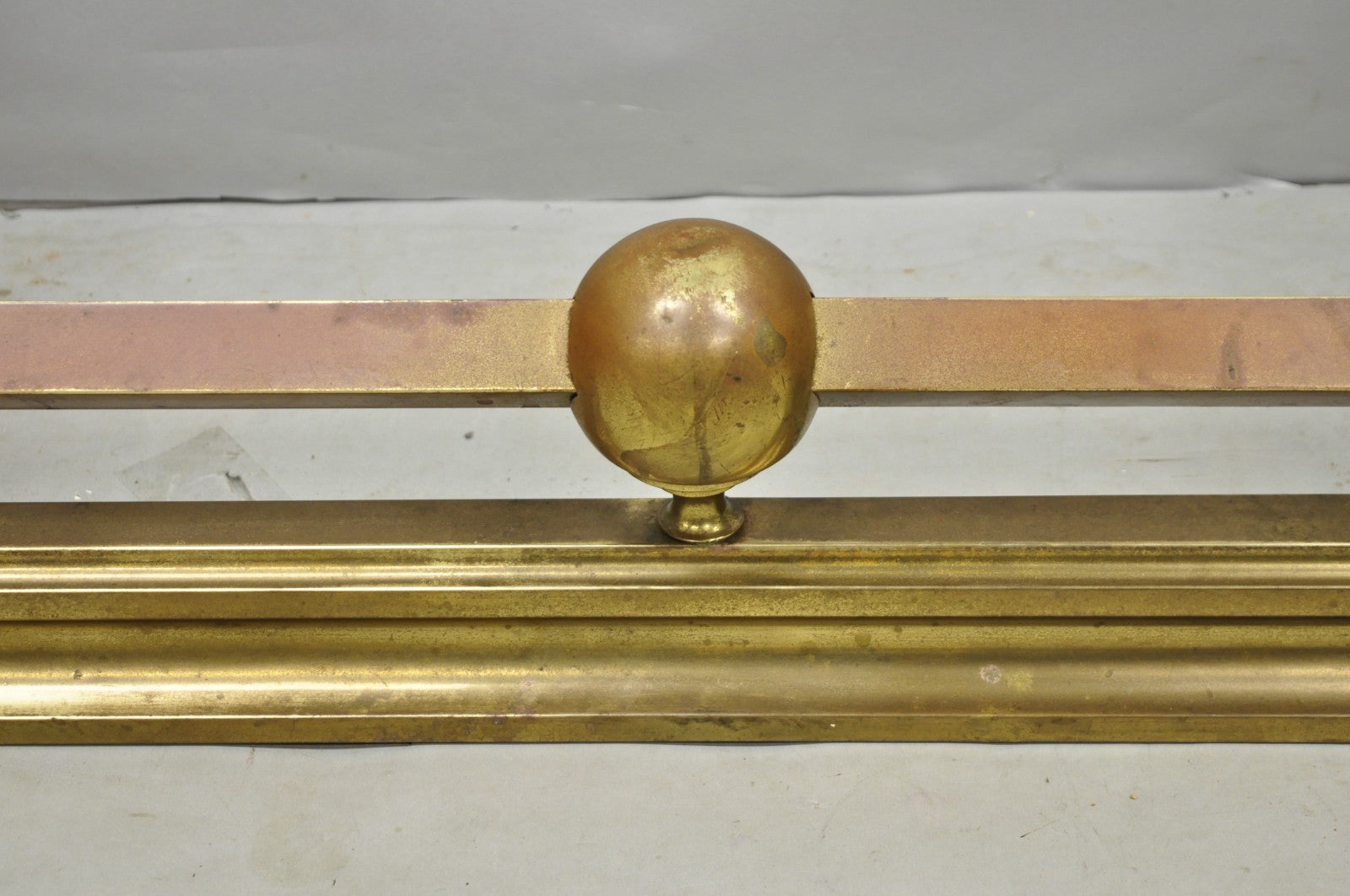 Antique Victorian Art Nouveau Patinated Brass Scrolling 51" Fireplace Fender
