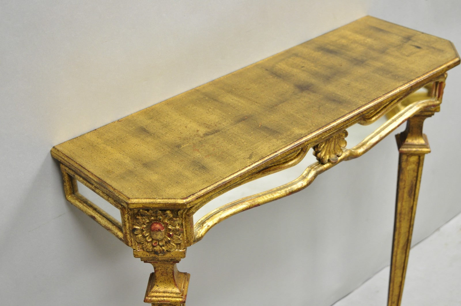 Vintage Italian Venetian Hollywood Regency Gold Gilt Small Wall Console Table
