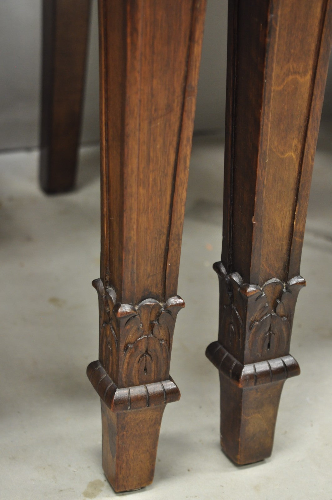 Vintage French Country Provincial Style Carved Walnut Dining Side Chair Set of 4