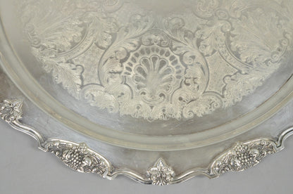 Vintage Wallace Harvest Silver Plated Grapevine Punch Bowl Set w/ 12 Cups & Tray