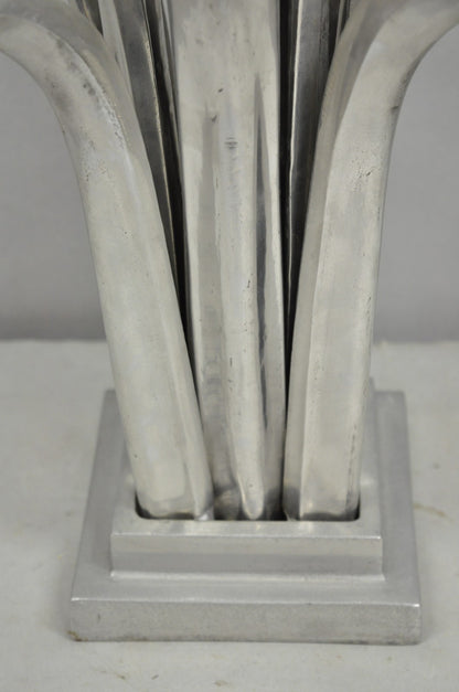 Vintage Mid Century Modern Cast Aluminum Palm Leaf Metal Sculptural Table Lamp