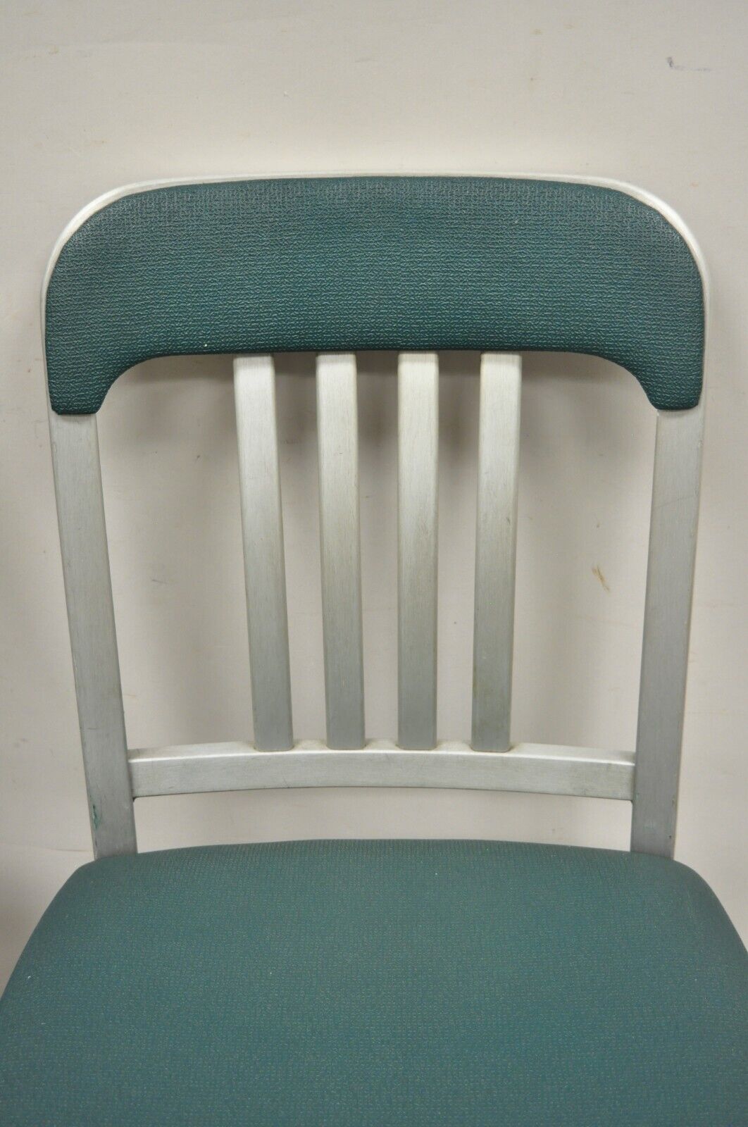Vintage Good Form Aluminum Frame Green Vinyl Side Chairs - Set of 4