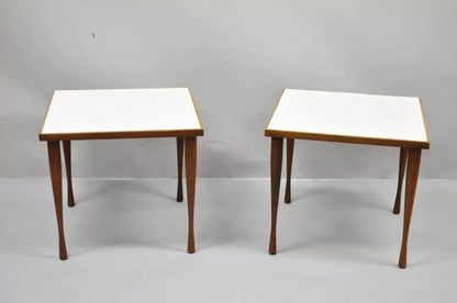 Hans C Andersen Danish Mid Century Modern Teak & Formica Snack Side Table - Pair