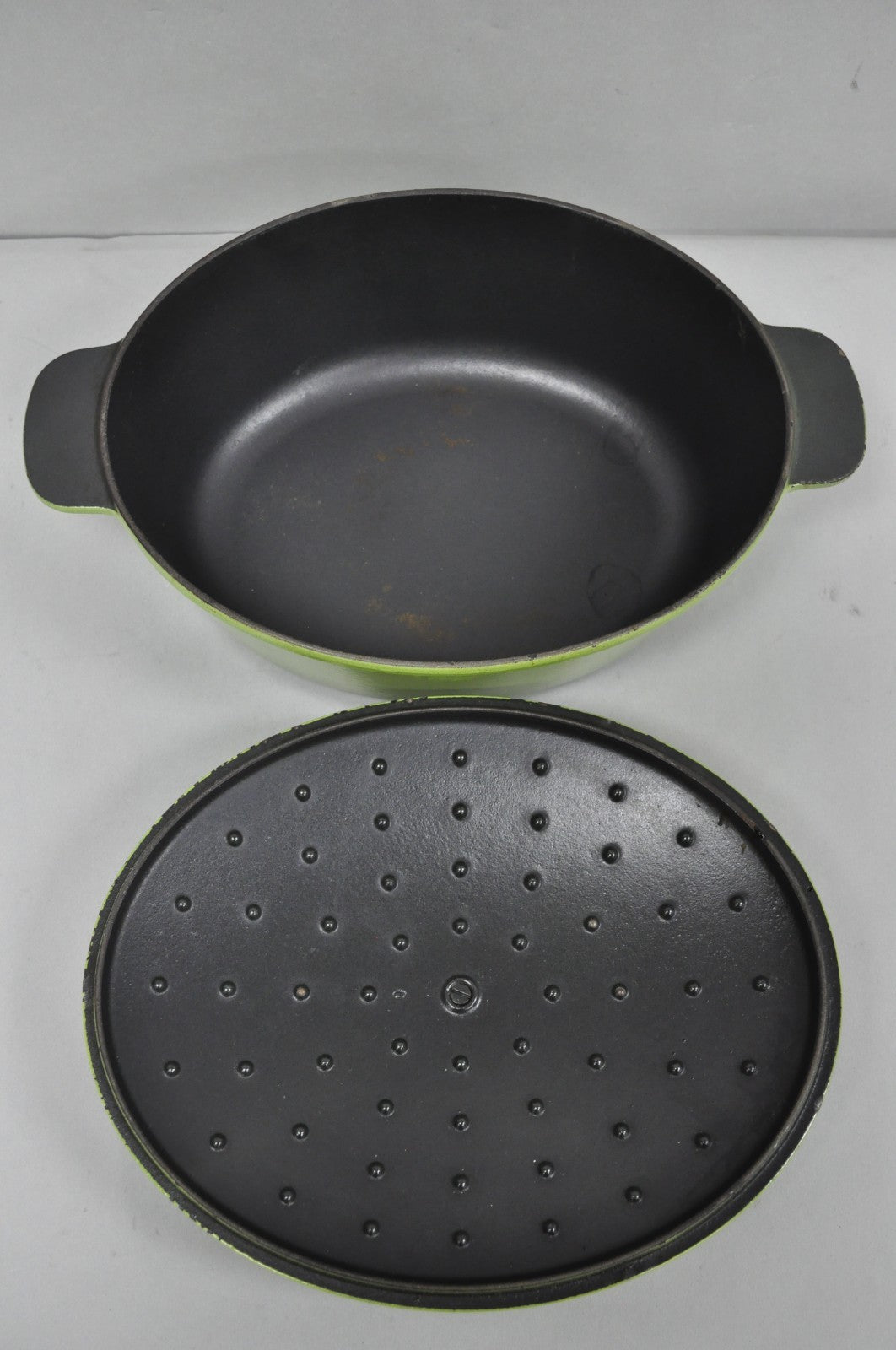 Vintage Cast Iron Dutch Oven Made in France 20538 Green Casserole Pot w/ Lid