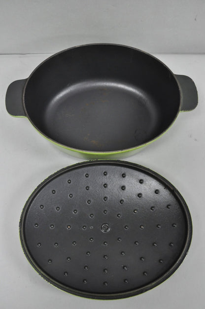 Vintage Cast Iron Dutch Oven Made in France 20538 Green Casserole Pot w/ Lid