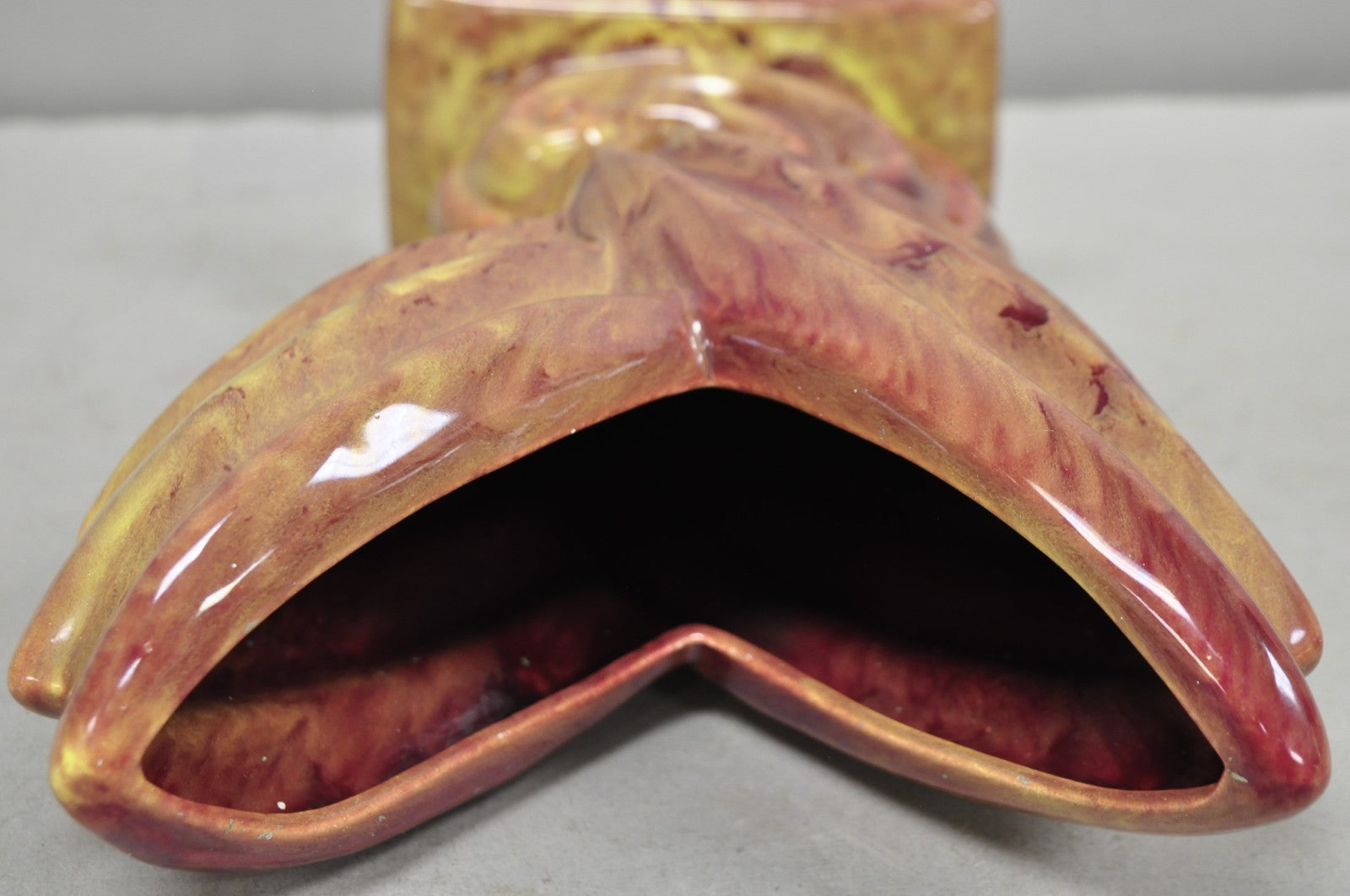 Mid Century Modern Gonder Ceramic Pottery 810 Red Flambe Flame Sculptural Vase