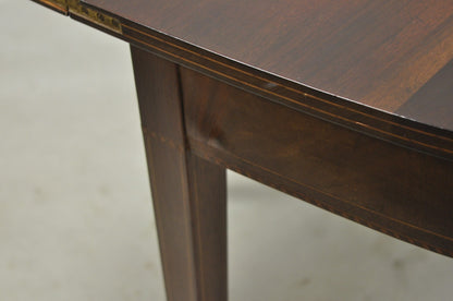 Antique Sheraton Federal Mahogany Urn Inlay Flip Serpentine Console Game Table