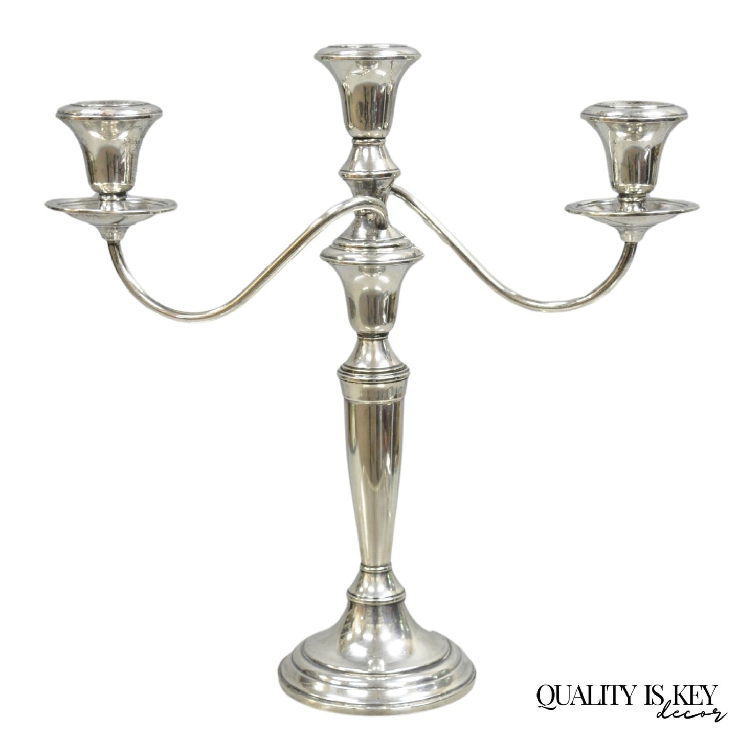 Vintage Revere Silversmith Sterling Silver Weighted 3 Arm Candelabra Candlestick