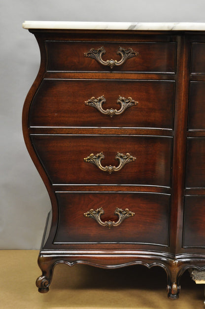 Vintage J. Zonan French Regency Mahogany Marble Top 12 Drawer Triple Dresser