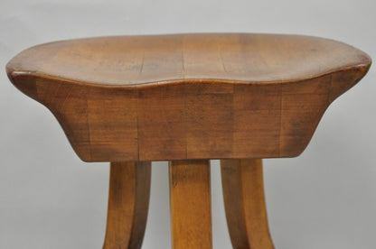 Vintage Mid Century Modern Mahogany Adolf Loos Theban Style Tripod Saddle Stool