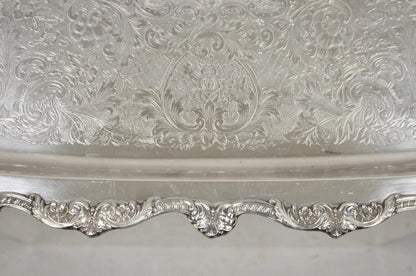 Vintage EPCA Old English by Poole 5032 Silver Plated Ornate Serving Platter Tray