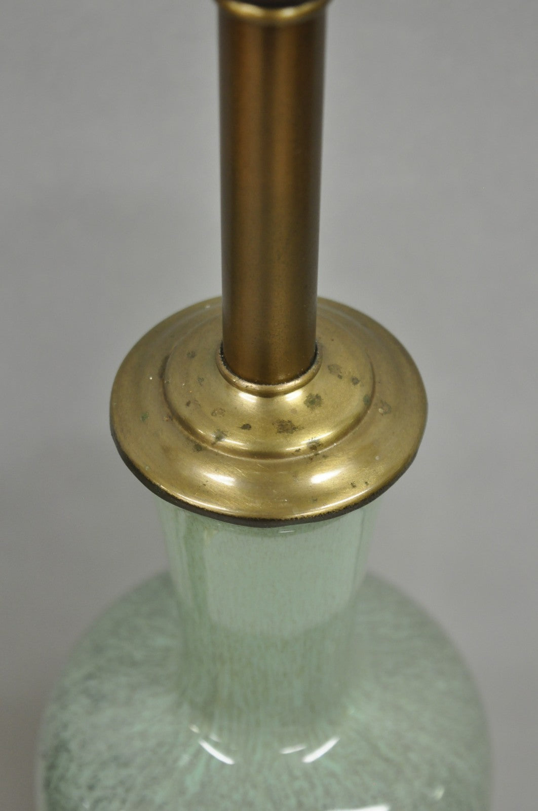 Vintage Mid Century Modern Celadon Green Porcelain Sinuous Urn Table Lamp - Pair