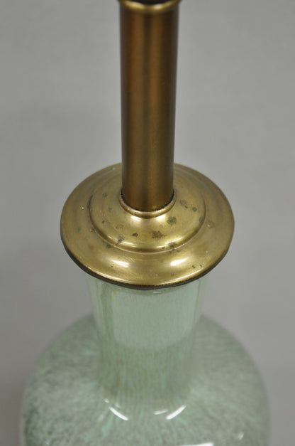 Vintage Mid Century Modern Celadon Green Porcelain Sinuous Urn Table Lamp - Pair