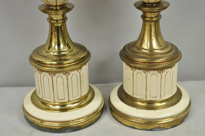 Vintage Stiffel Empire Neoclassical Style Urn Form Brass Table Lamps - a Pair